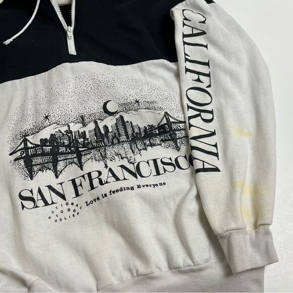 San Francisco Skyline Vintage 90s Sweatshirt Mens L Y2K Zip Destination Pullover - Picture 8 of 10